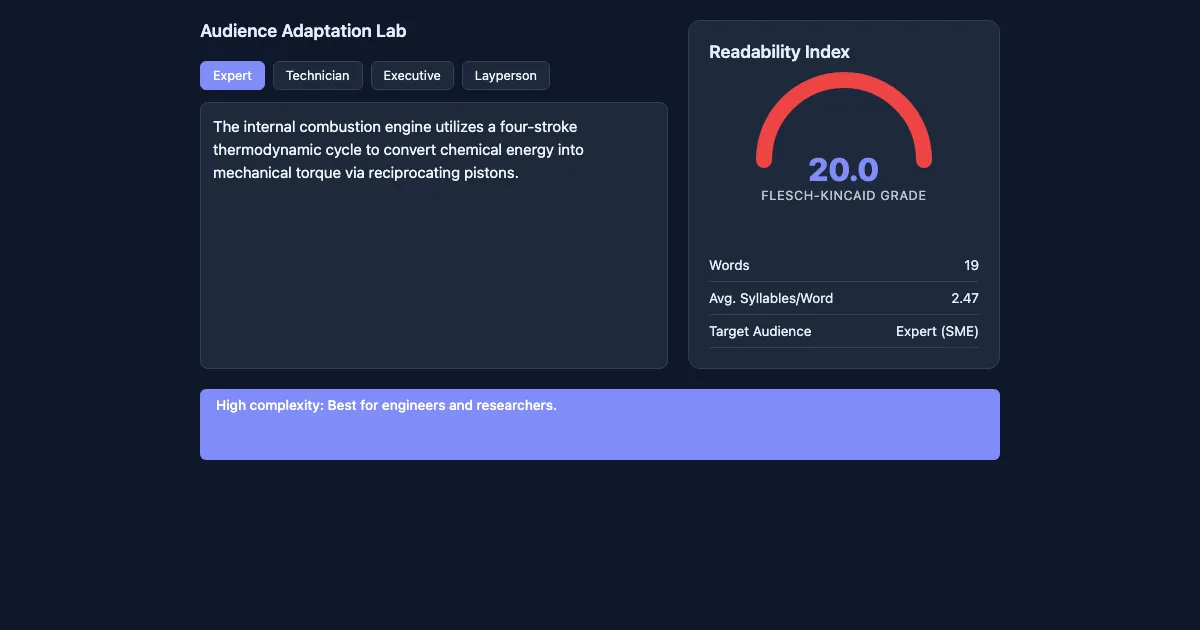 Preview of the Audience Adaptation & Readability Demo interactive demo