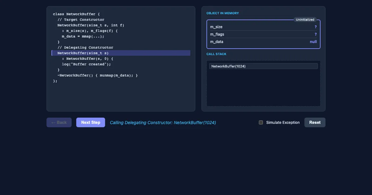 Preview of the C++ Object Lifecycle Visualizer interactive demo