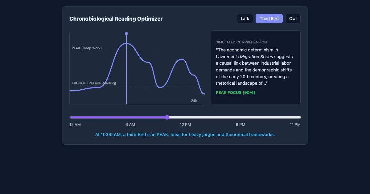 Preview of the Chronobiological Reading Optimizer interactive demo