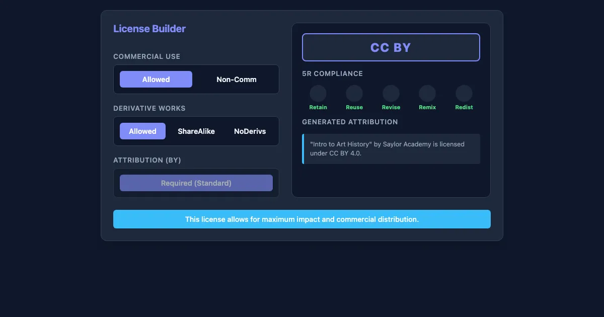 Preview of the Creative Commons & 5R Logic Engine interactive demo
