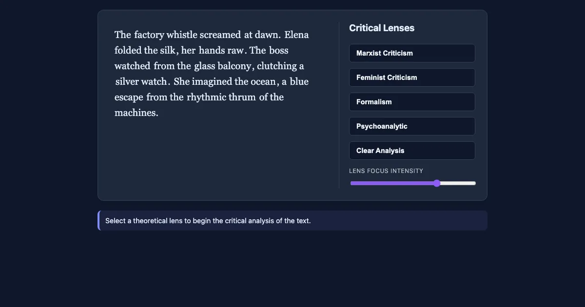 Preview of the Critical Lens Explorer interactive demo