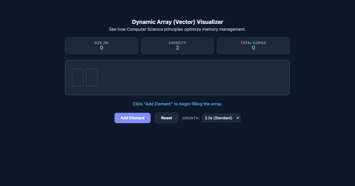 Preview of the Dynamic Array Visualizer interactive demo