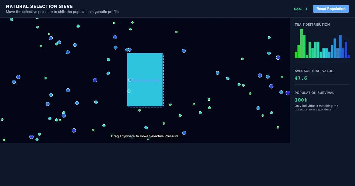 Preview of the Evolutionary Dynamics Sieve interactive demo