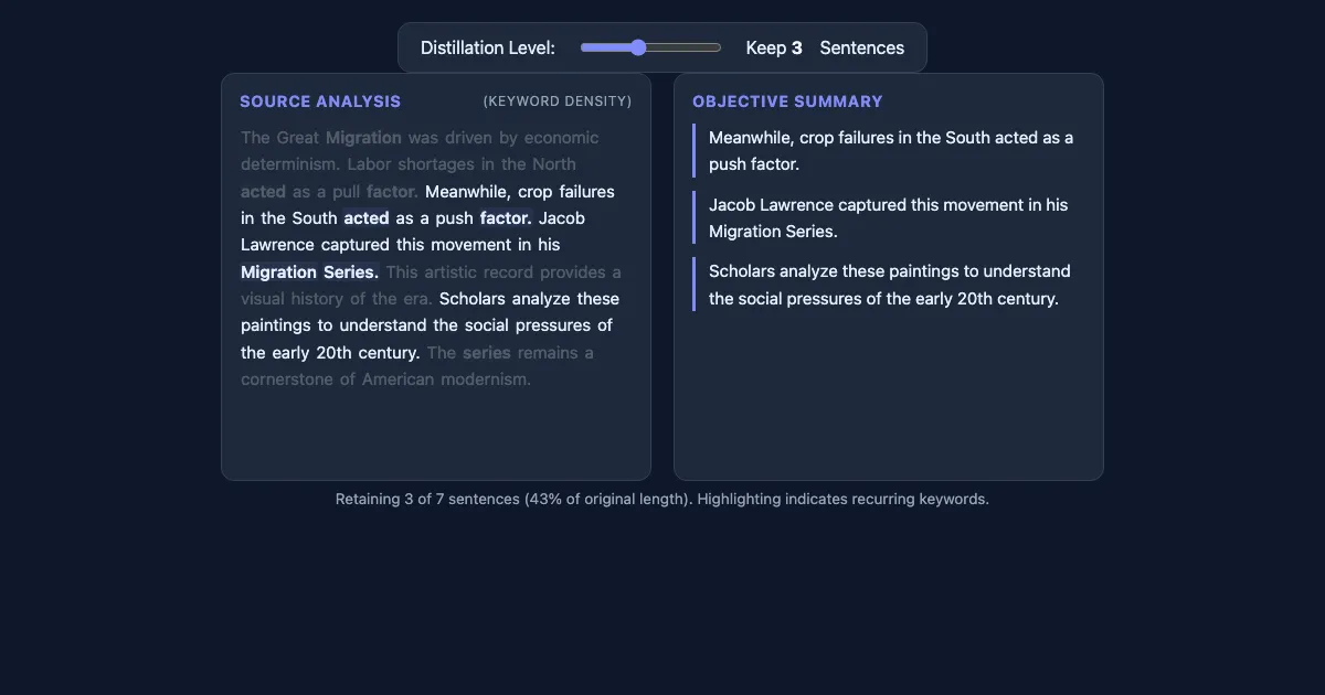 Preview of the Extractive Summarization Demo interactive demo