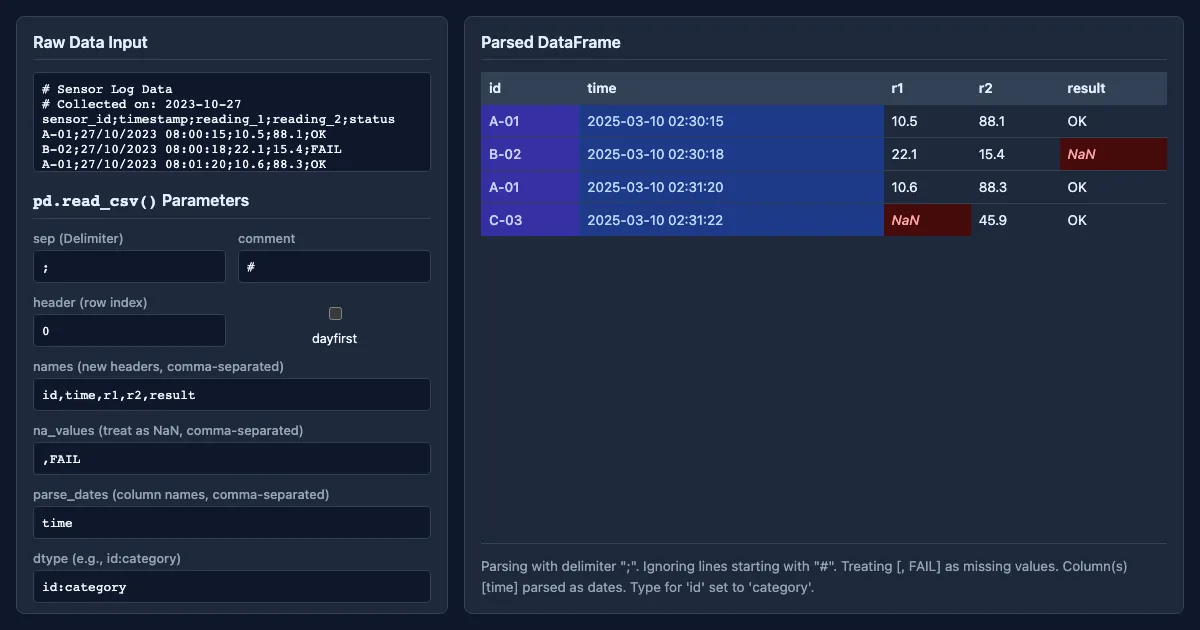 Preview of the Interactive pd.read_csv Demo interactive demo