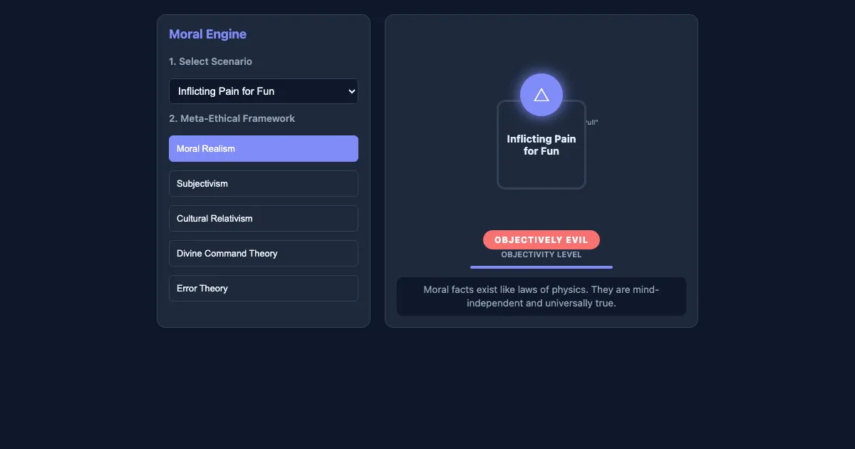 Preview of the Meta-Ethical Decision Engine interactive demo