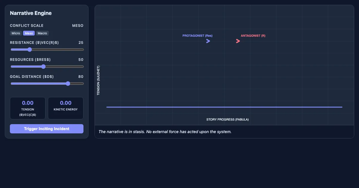 Preview of the Narrative Engine Simulator interactive demo