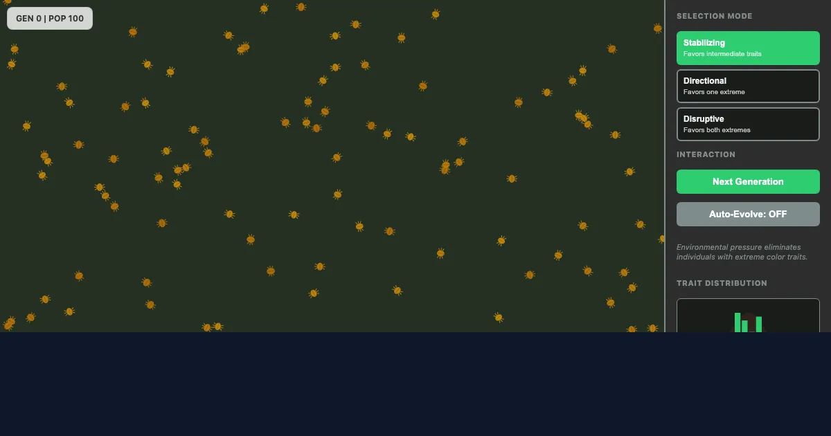 Preview of the Natural Selection Simulator interactive demo