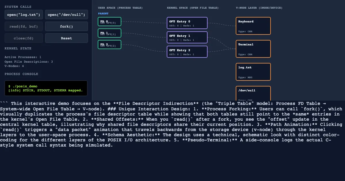 Preview of the POSIX I/O Indirection Demo interactive demo