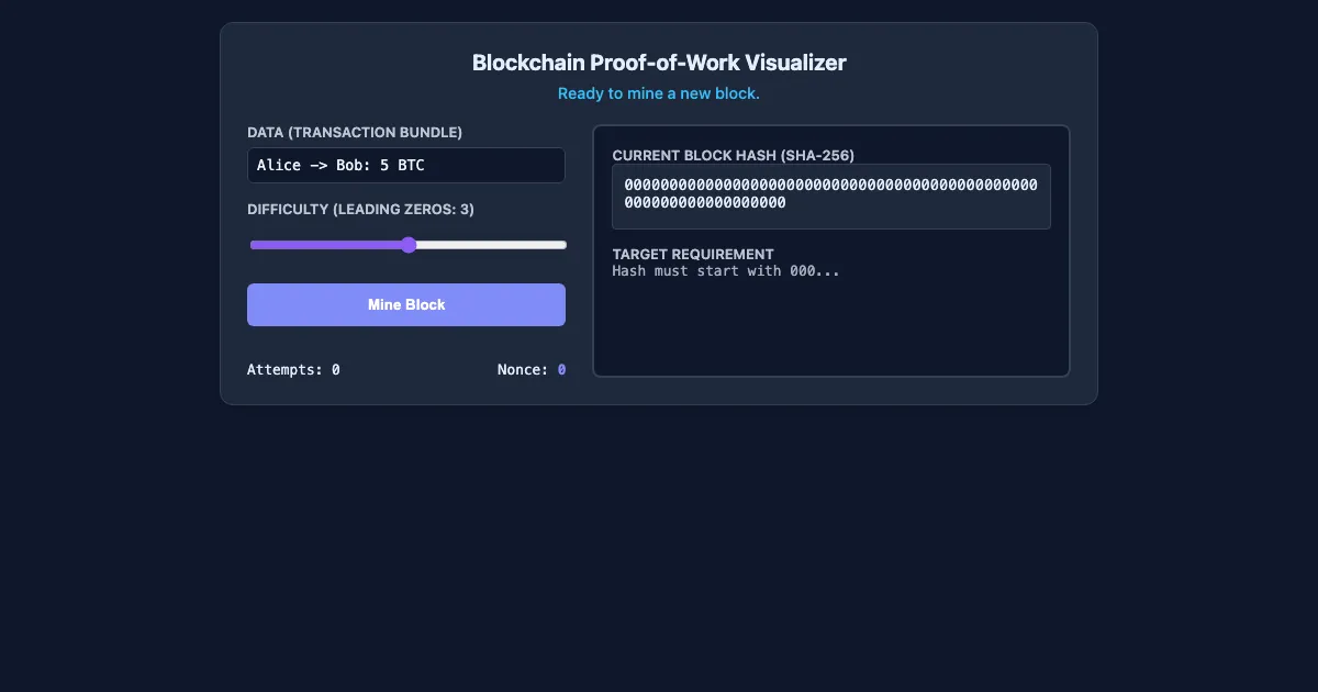 Preview of the Proof-of-Work Interactive Demo interactive demo