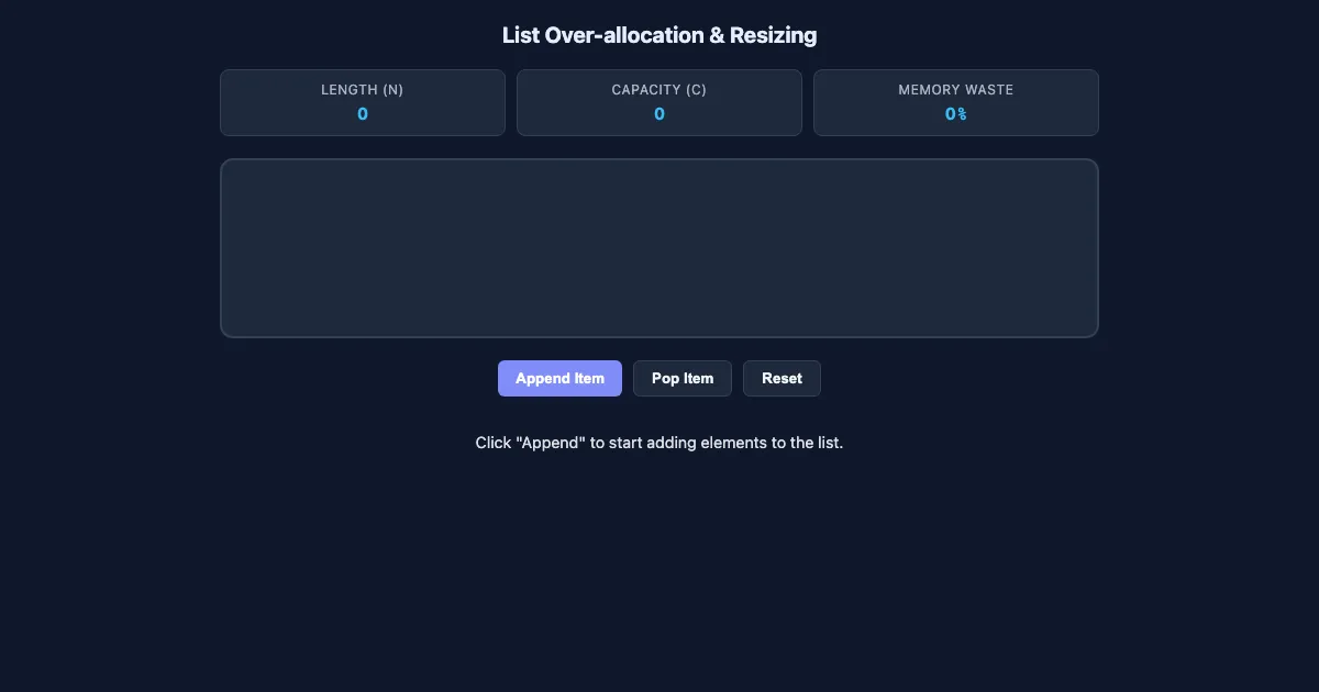 Preview of the Python List Memory Visualizer interactive demo