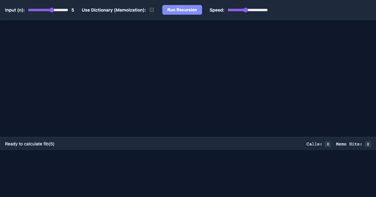 Preview of the Recursion & Efficiency Visualizer interactive demo