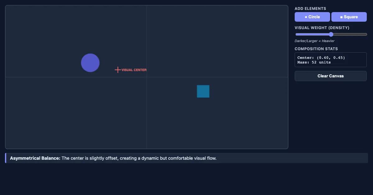 Preview of the Visual Balance & Aesthetic Center interactive demo
